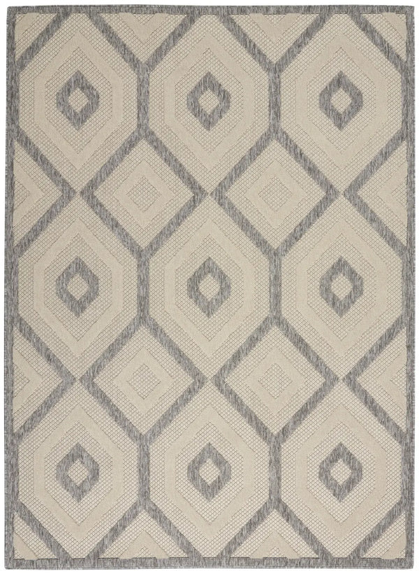 6' X 9' Cream And Gray Geometric Indoor Outdoor Area Rug Homeroots Outdoor