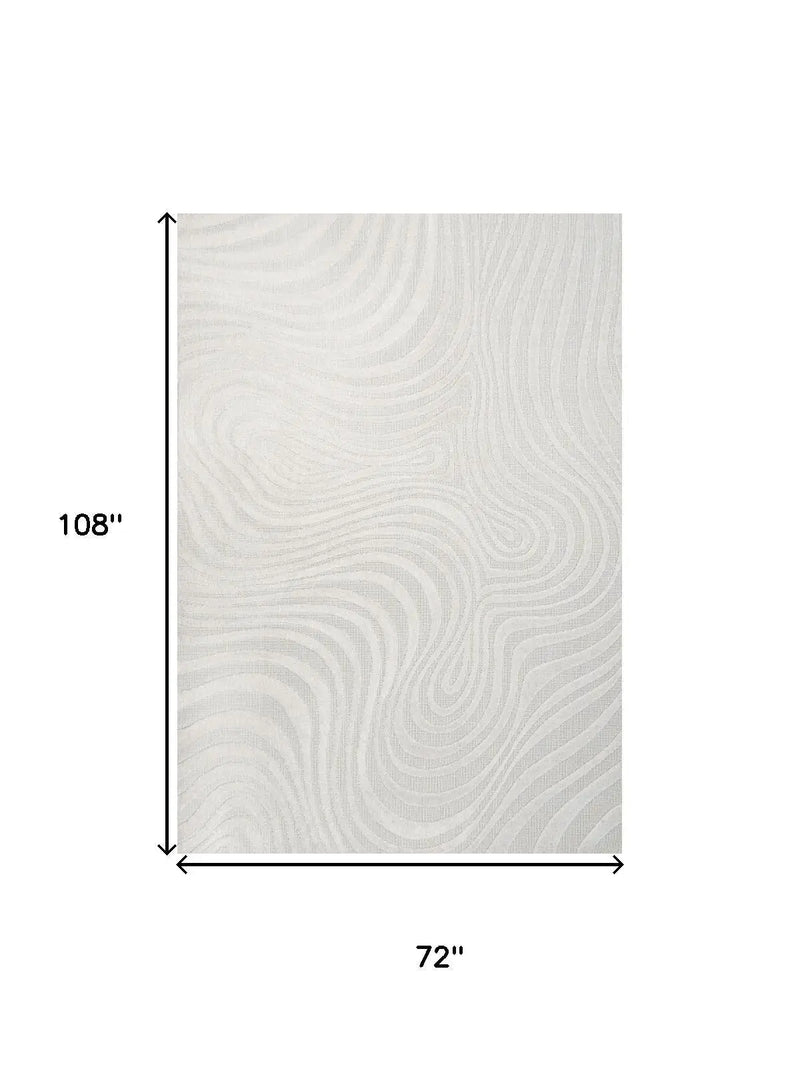 6' X 9' Cream And Ivory Abstract Indoor Outdoor Area Rug Homeroots Outdoor
