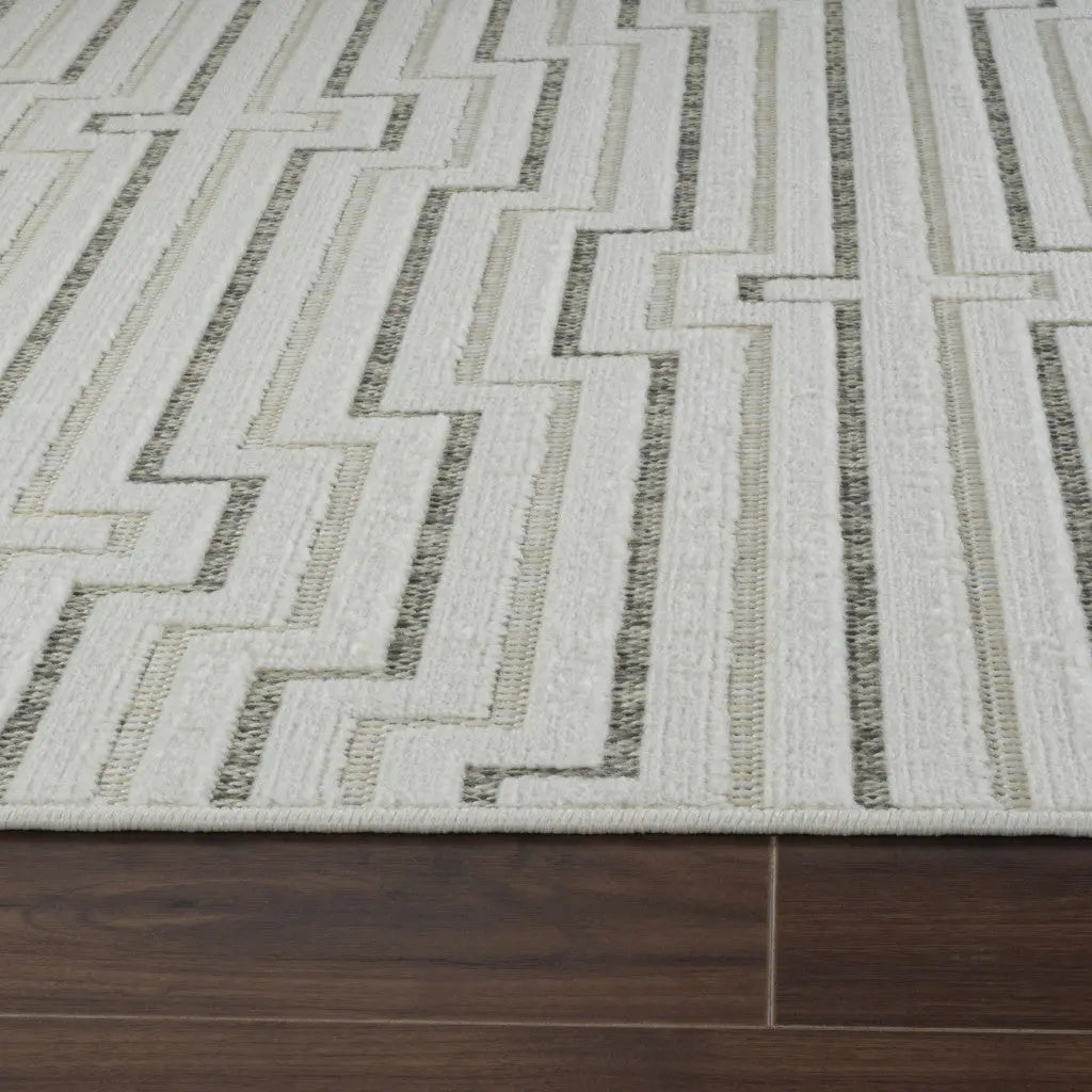 6' X 9' Cream and Beige Geometric Distressed Indoor Outdoor Area Rug Homeroots Outdoor