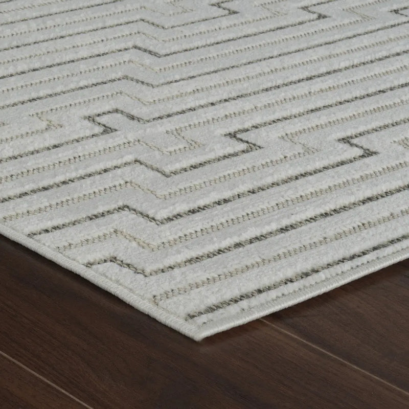 6' X 9' Cream and Beige Geometric Distressed Indoor Outdoor Area Rug Homeroots Outdoor