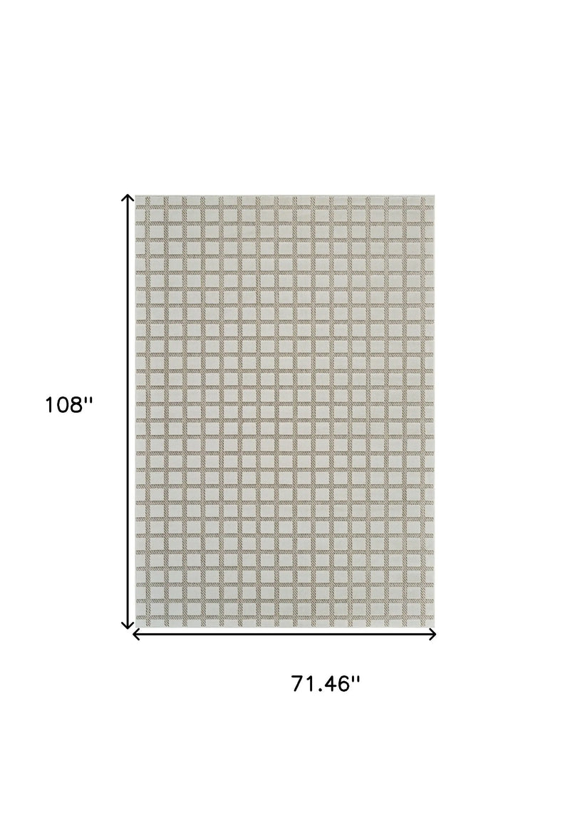 6' X 9' Cream and Beige Geometric Distressed Indoor Outdoor Area Rug Homeroots Outdoor