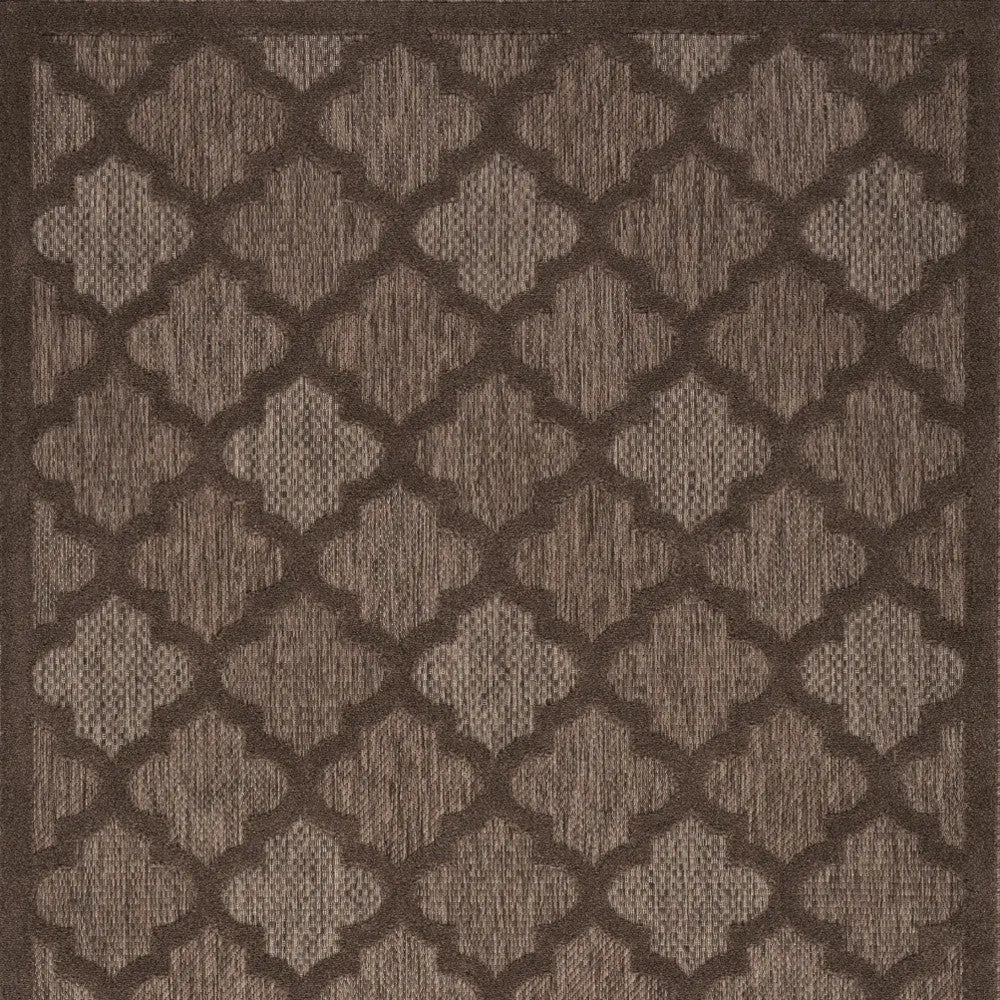 6' X 9' Dark Brown And Light Brown Trellis Indoor Outdoor Area Rug Homeroots Outdoor
