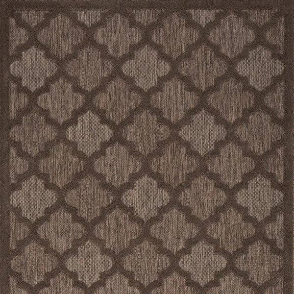 6' X 9' Dark Brown And Light Brown Trellis Indoor Outdoor Area Rug Homeroots Outdoor