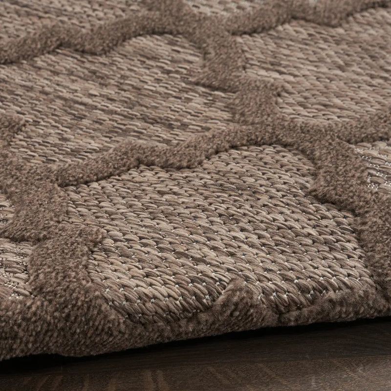 6' X 9' Dark Brown And Light Brown Trellis Indoor Outdoor Area Rug Homeroots Outdoor