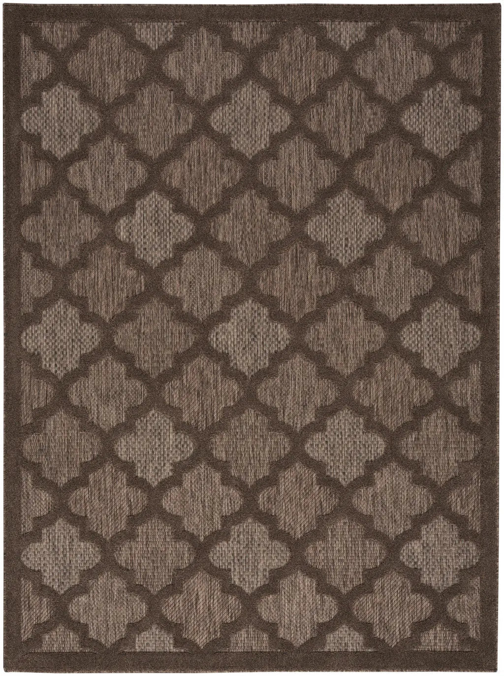6' X 9' Dark Brown And Light Brown Trellis Indoor Outdoor Area Rug Homeroots Outdoor