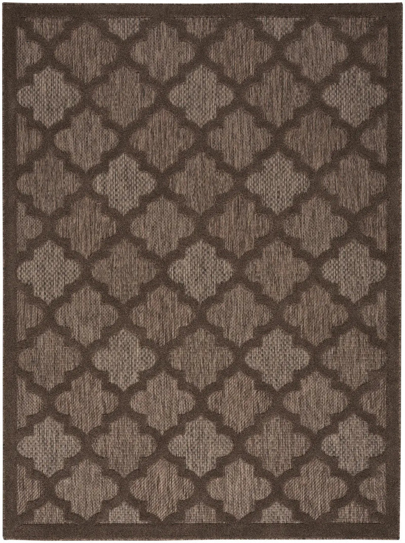 6' X 9' Dark Brown And Light Brown Trellis Indoor Outdoor Area Rug Homeroots Outdoor