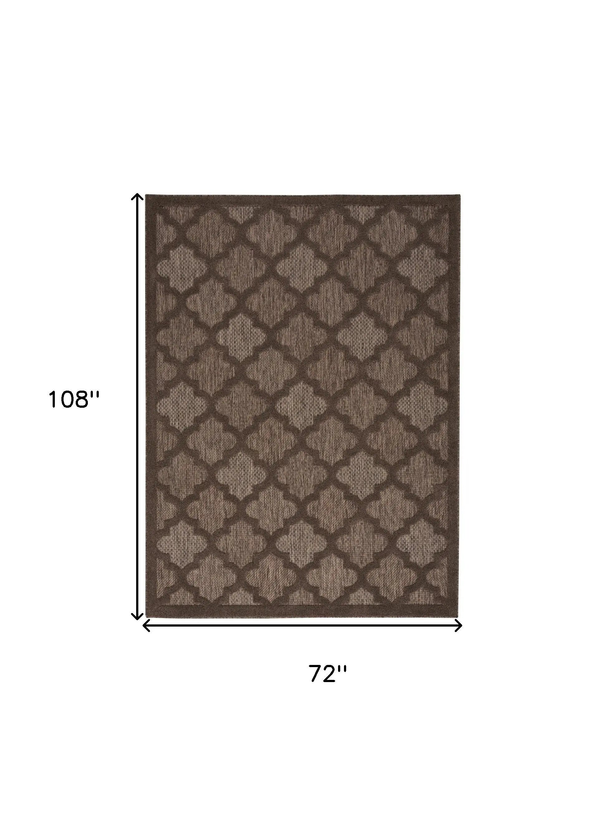 6' X 9' Dark Brown And Light Brown Trellis Indoor Outdoor Area Rug Homeroots Outdoor