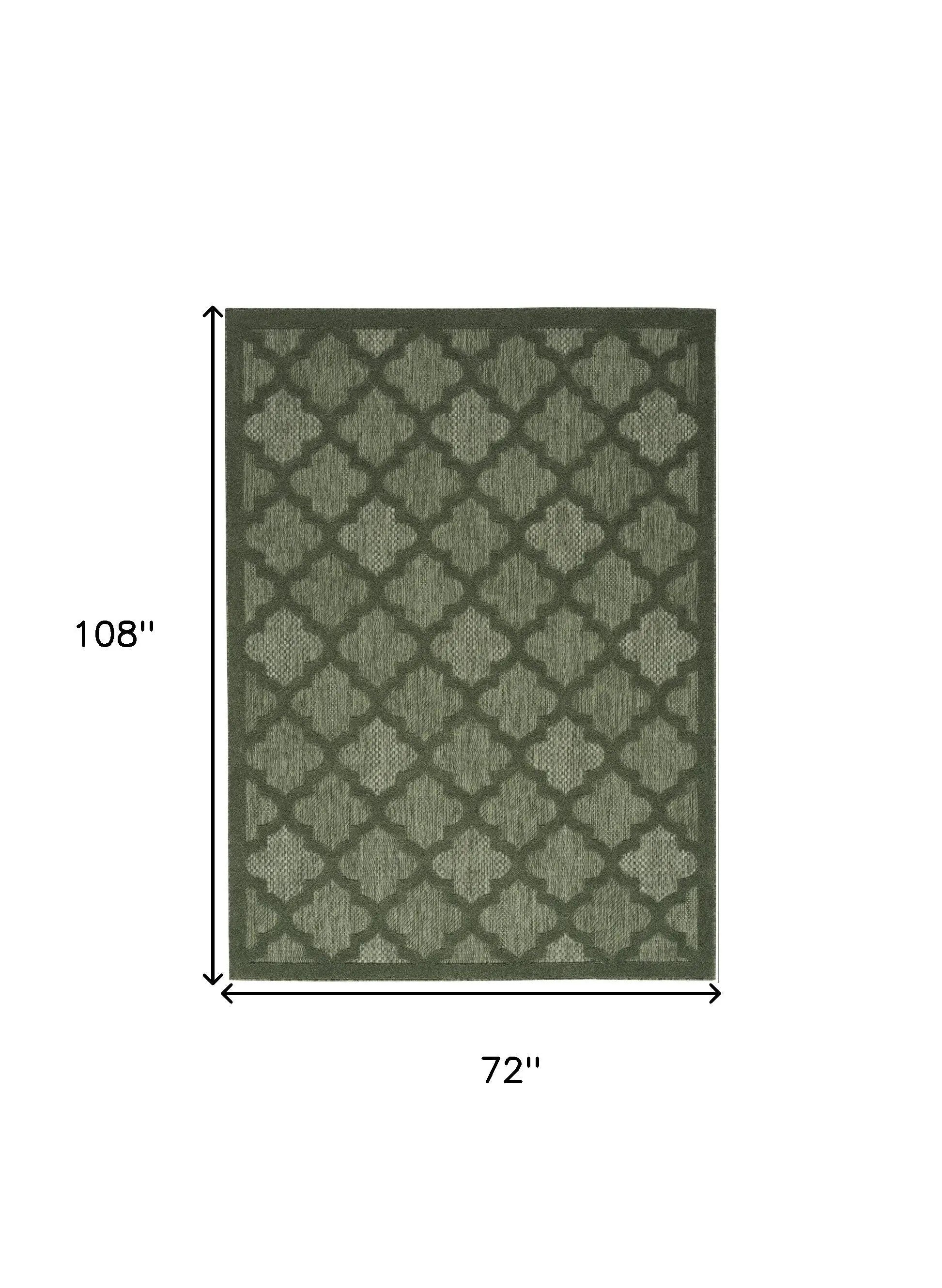 6' X 9' Dark Green And Light Green Trellis Indoor Outdoor Area Rug Homeroots Outdoor