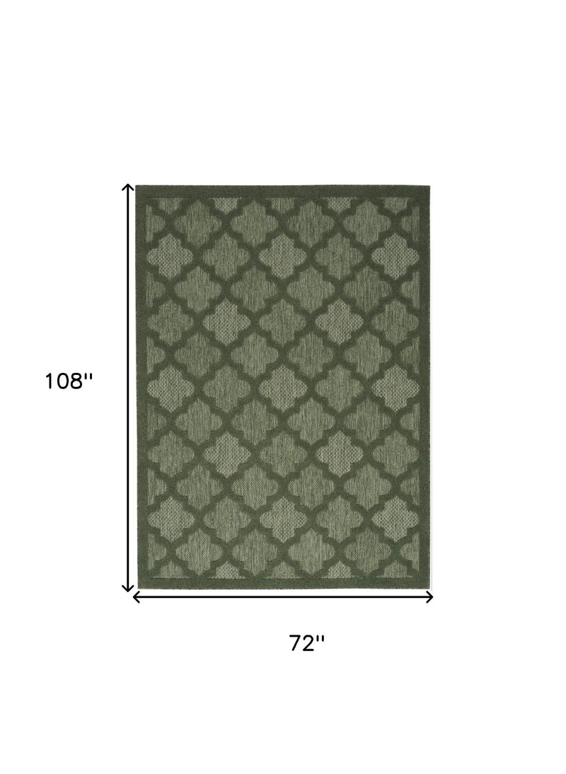 6' X 9' Dark Green And Light Green Trellis Indoor Outdoor Area Rug Homeroots Outdoor