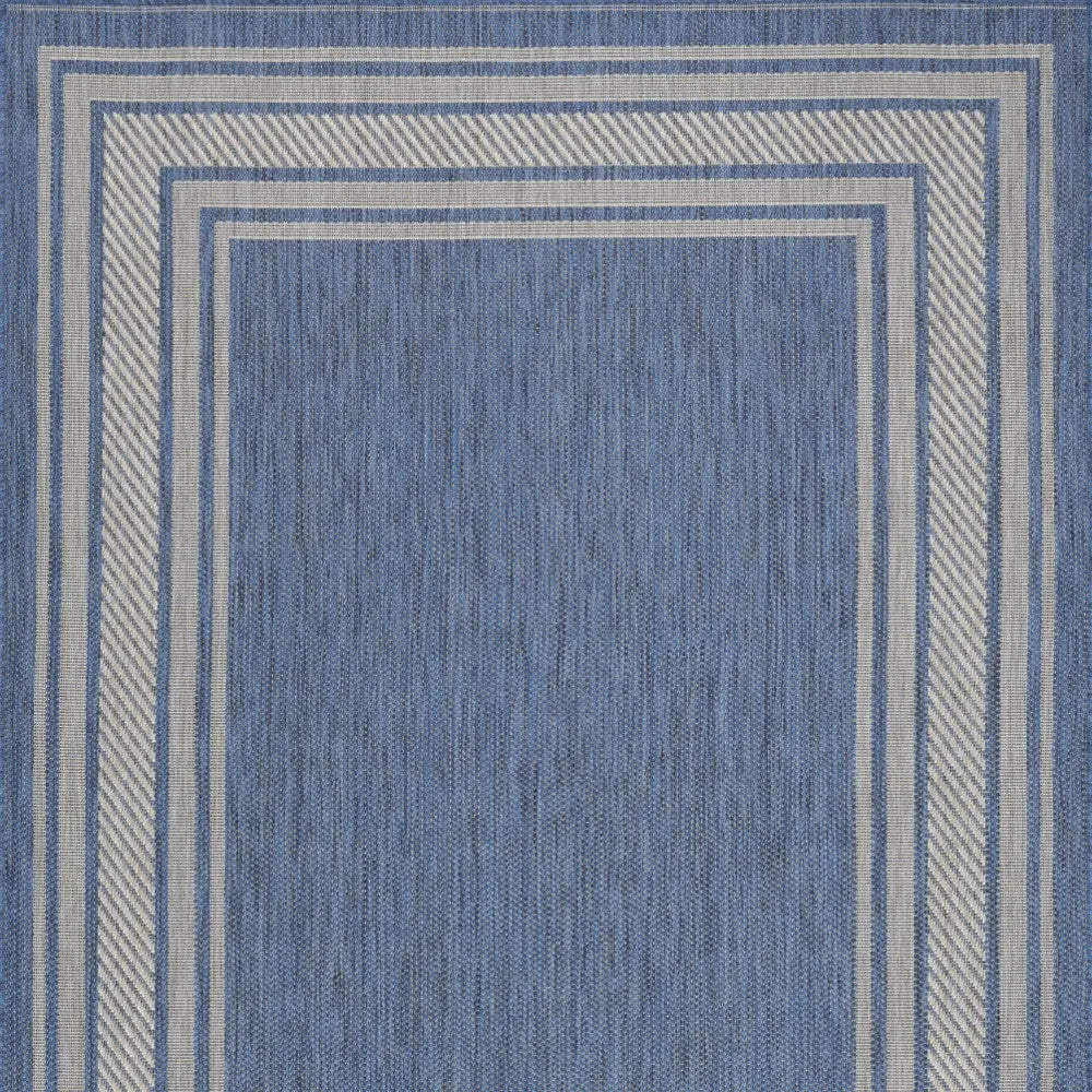 6' X 9' Denim Blue And Ivory Geometric Indoor Outdoor Area Rug Homeroots Outdoor