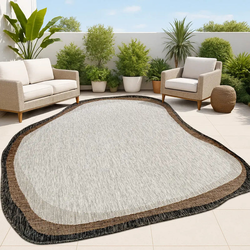 6' X 9' Gray And Black Abstract Indoor Outdoor Area Rug Homeroots Outdoor