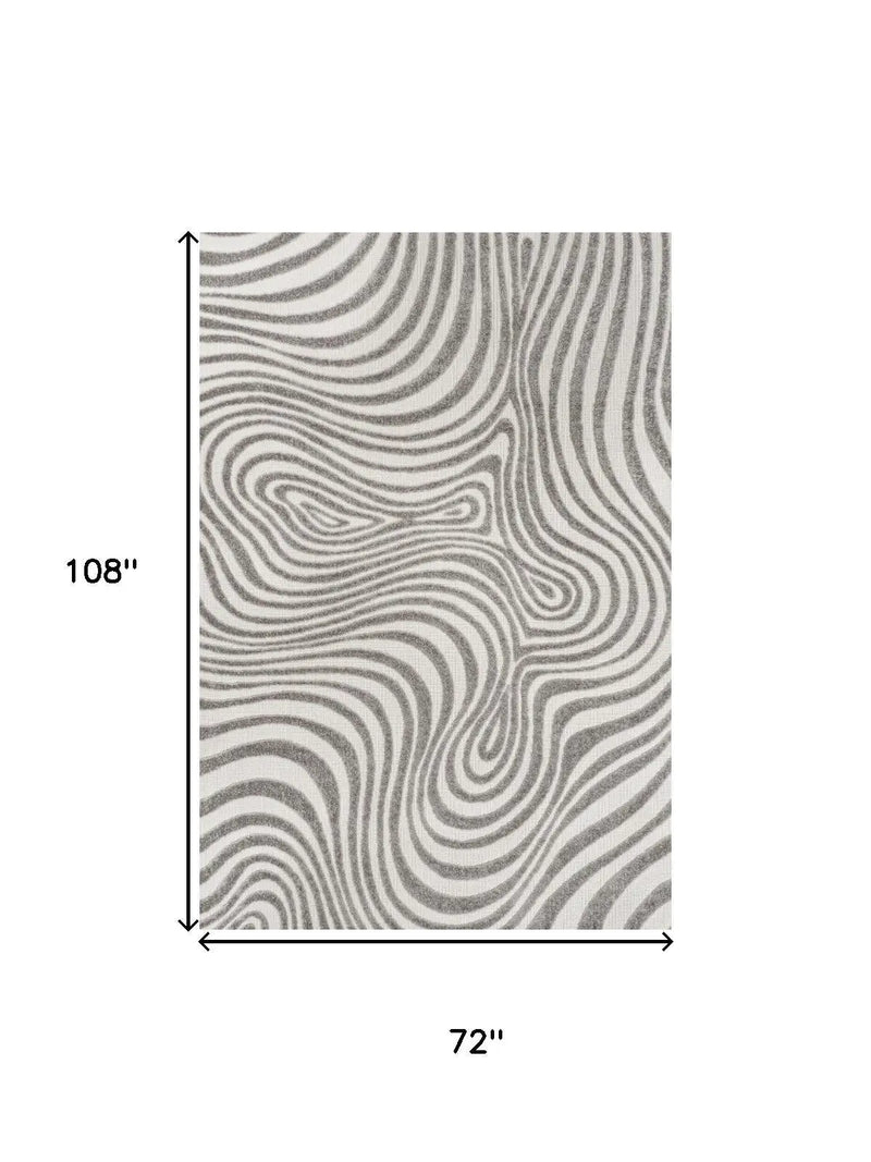 6' X 9' Gray And Ivory Abstract Indoor Outdoor Area Rug Homeroots Outdoor