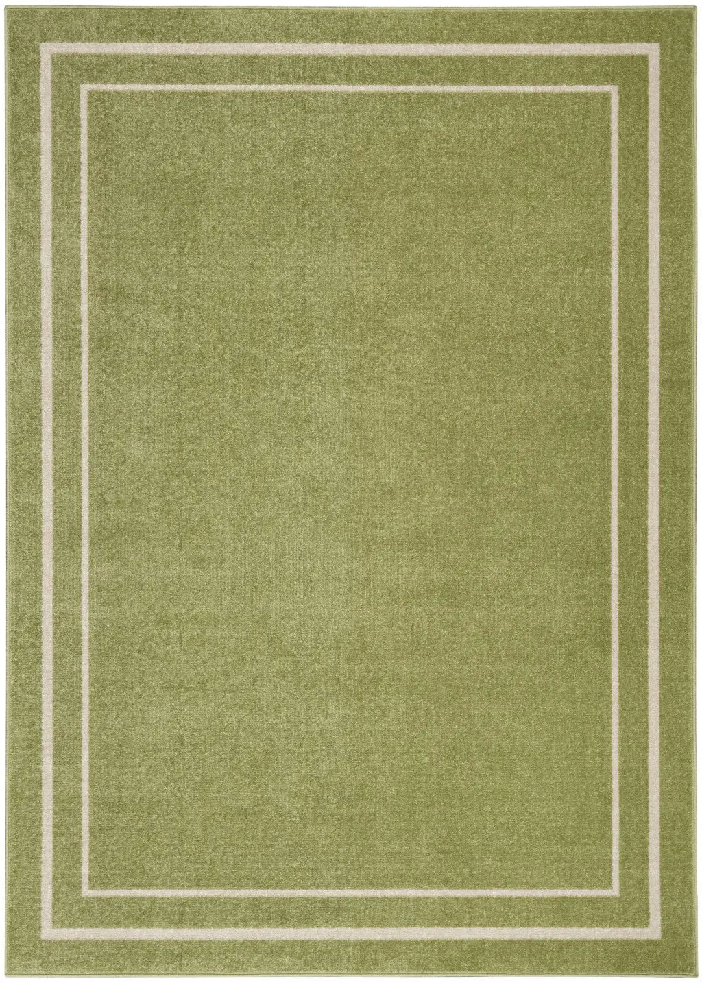 6' X 9' Green And Ivory Indoor Outdoor Area Rug Homeroots Outdoor