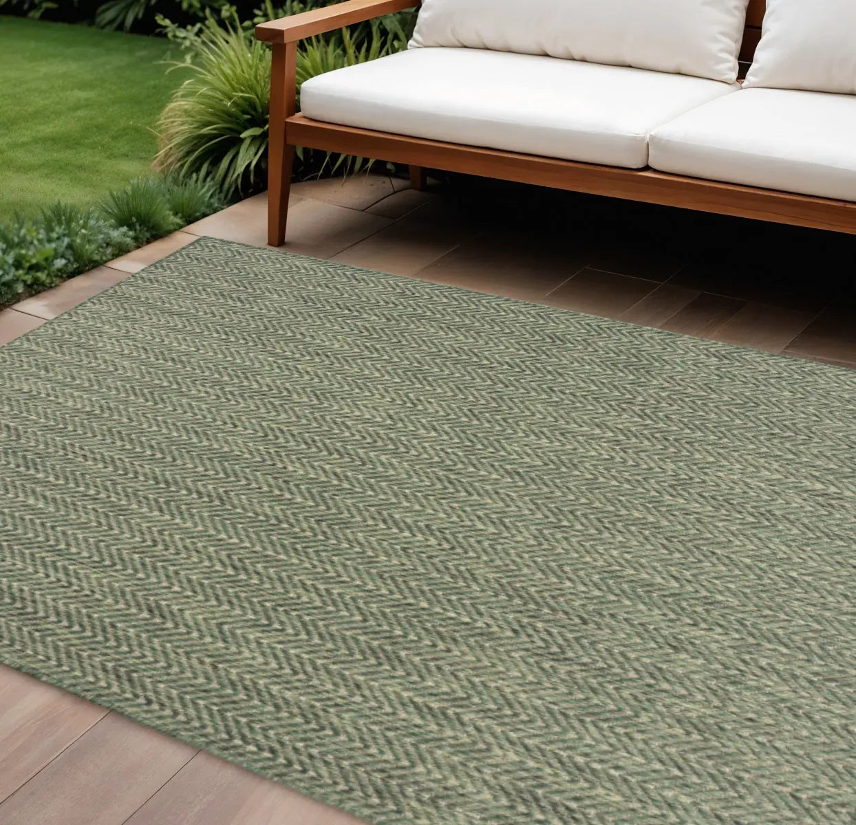 6' X 9' Green Geometric Indoor Outdoor Area Rug Homeroots Outdoor