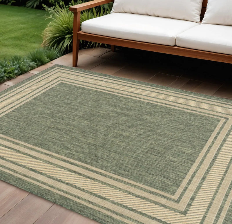 6' X 9' Green Geometric Indoor Outdoor Area Rug Homeroots Outdoor