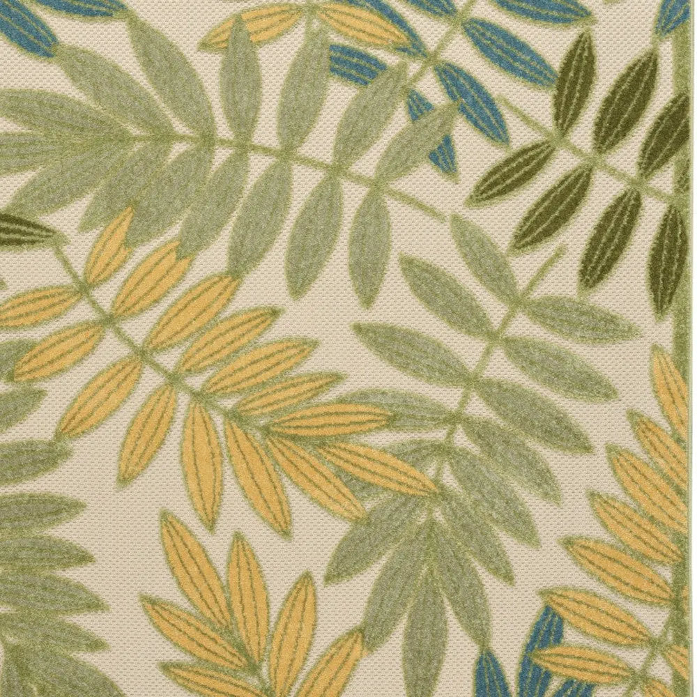 6' X 9' Green Yellow And Blue Palm Leaf Indoor Outdoor Area Rug Homeroots Outdoor