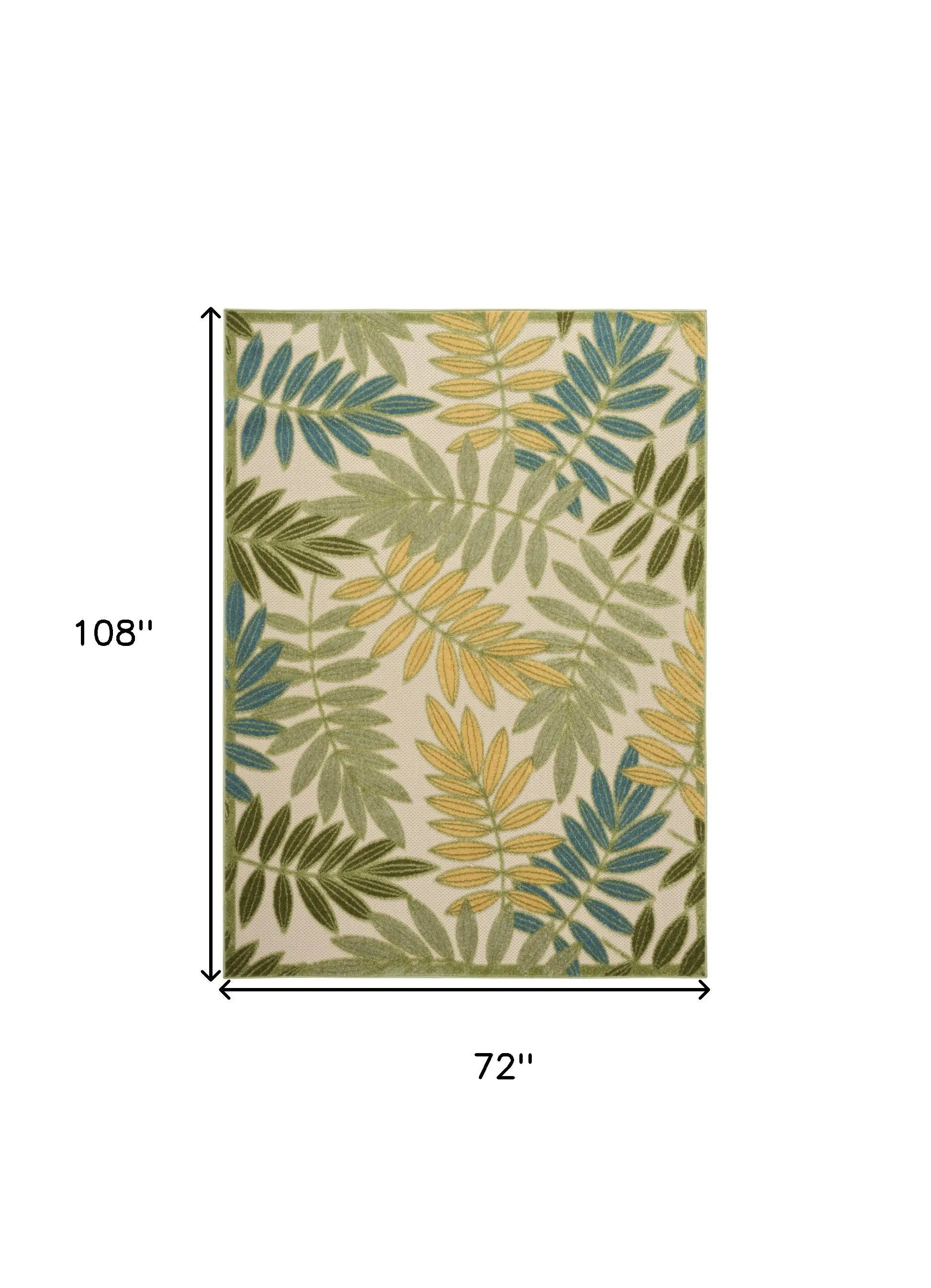6' X 9' Green Yellow And Blue Palm Leaf Indoor Outdoor Area Rug Homeroots Outdoor