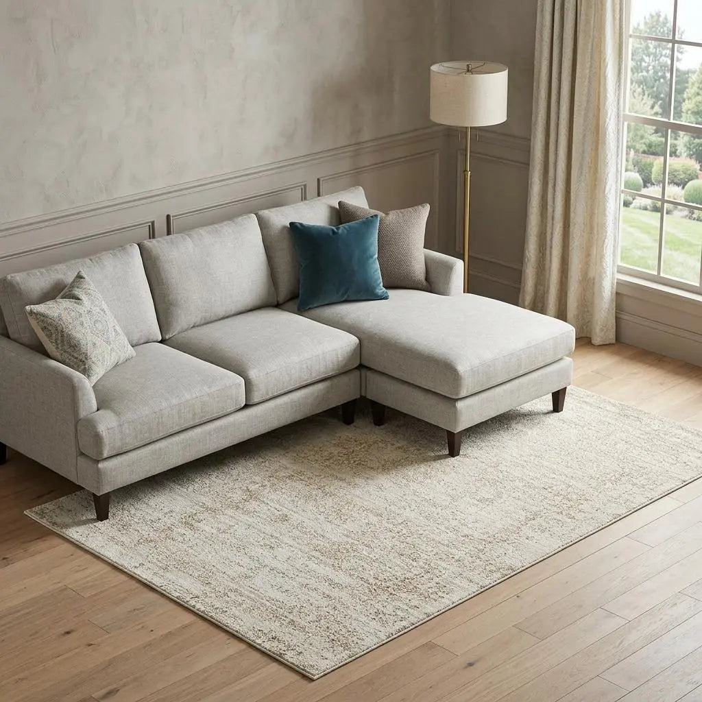 6' X 9' Ivory And Beige Abstract Area Rug Homeroots Home Decor