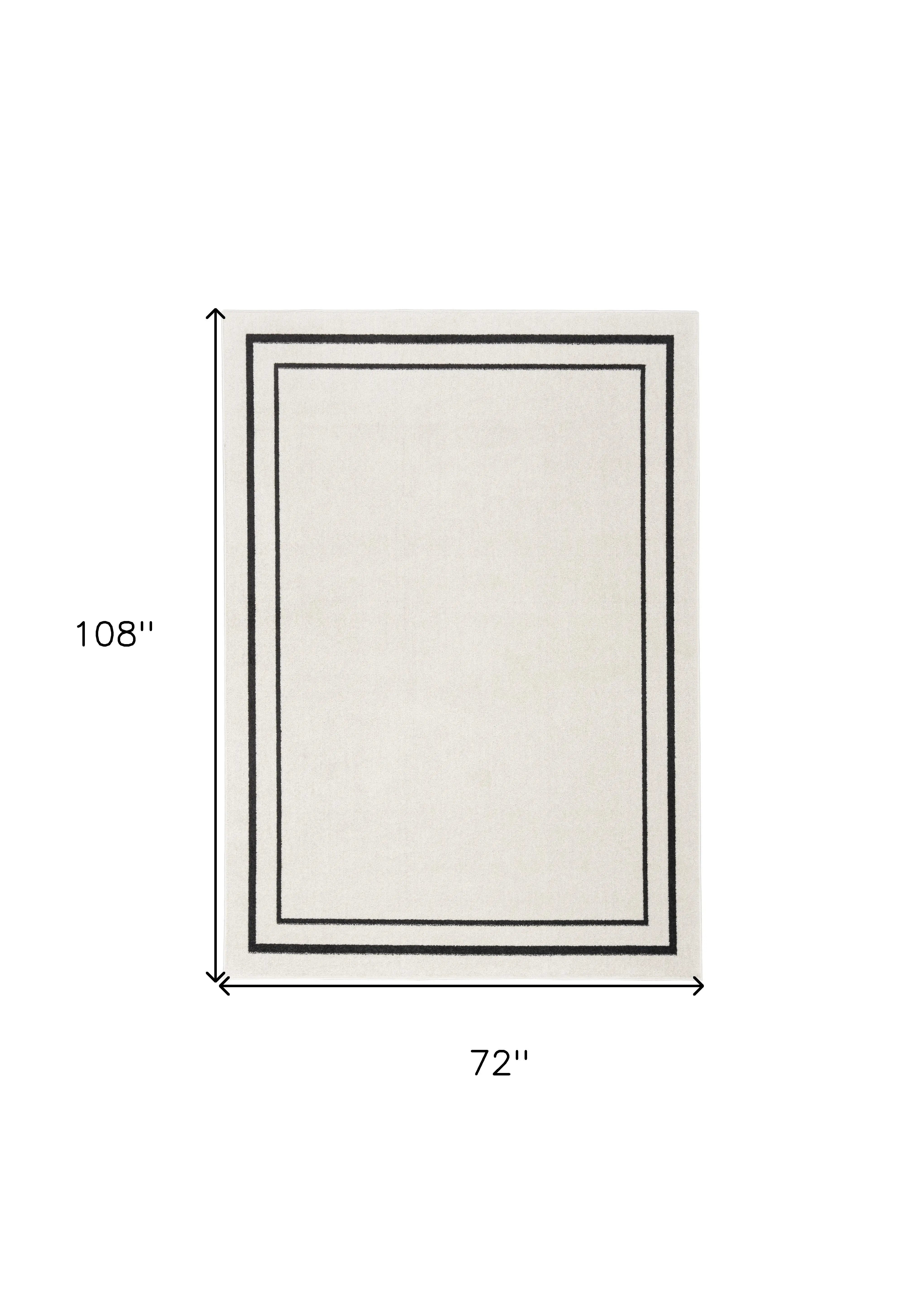 6' X 9' Ivory And Black Indoor Outdoor Area Rug Homeroots Outdoor