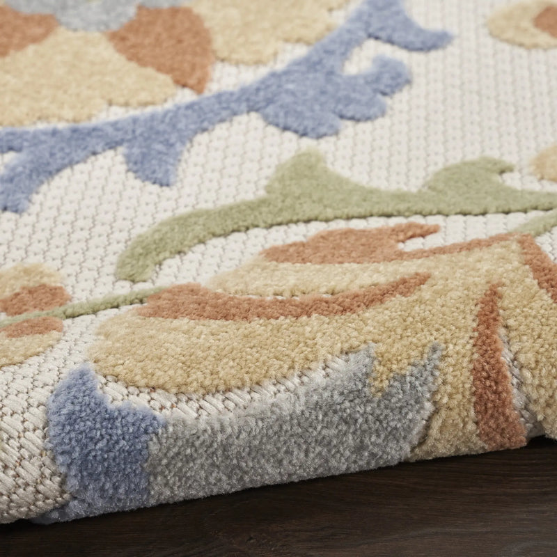 6' X 9' Ivory And Blue Indoor Outdoor Area Rug Homeroots Outdoor