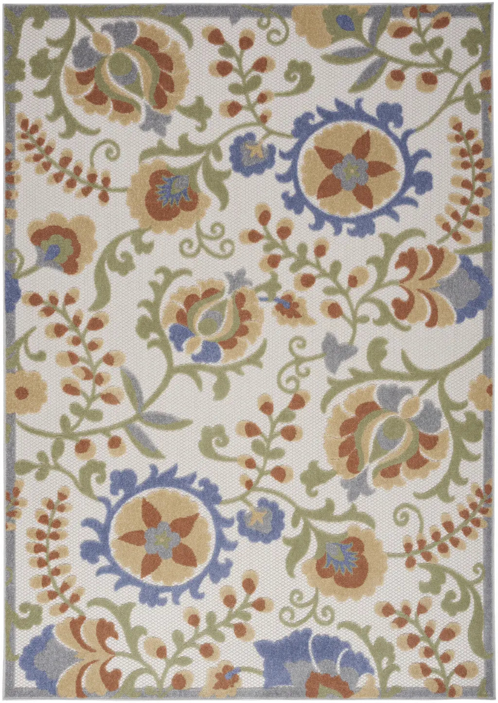 6' X 9' Ivory And Blue Indoor Outdoor Area Rug Homeroots Outdoor