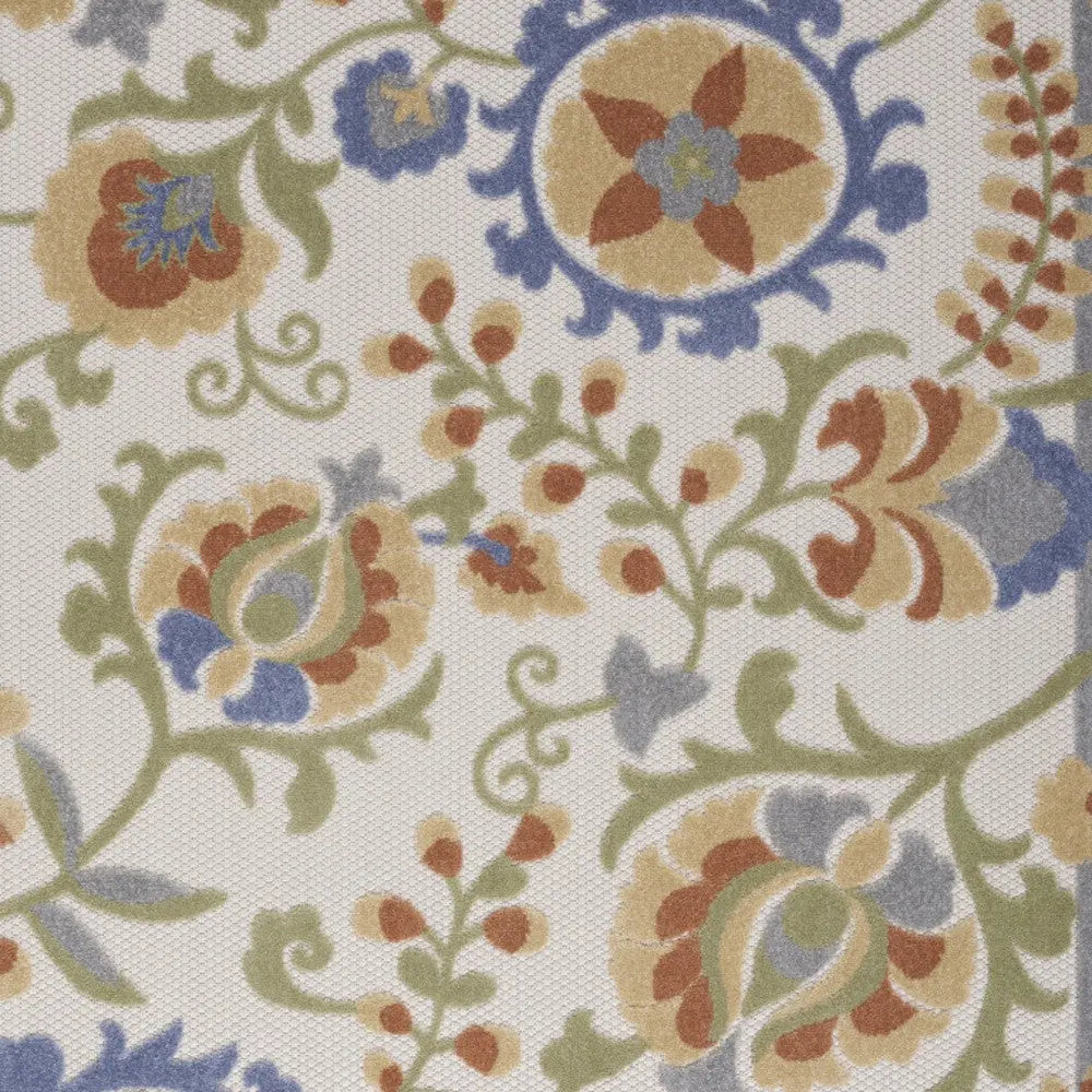 6' X 9' Ivory And Blue Indoor Outdoor Area Rug Homeroots Outdoor