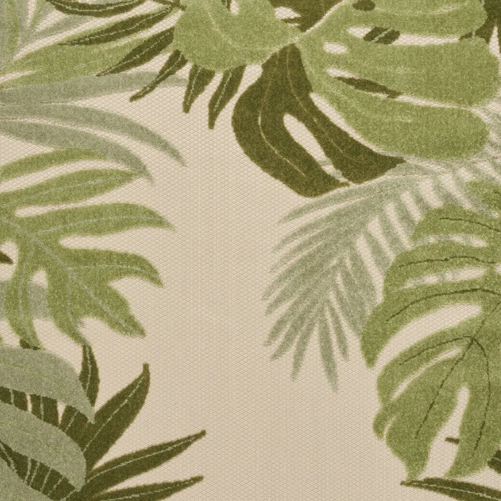 6' X 9' Ivory And Green Palm Leaf Indoor Outdoor Area Rug Homeroots Outdoor