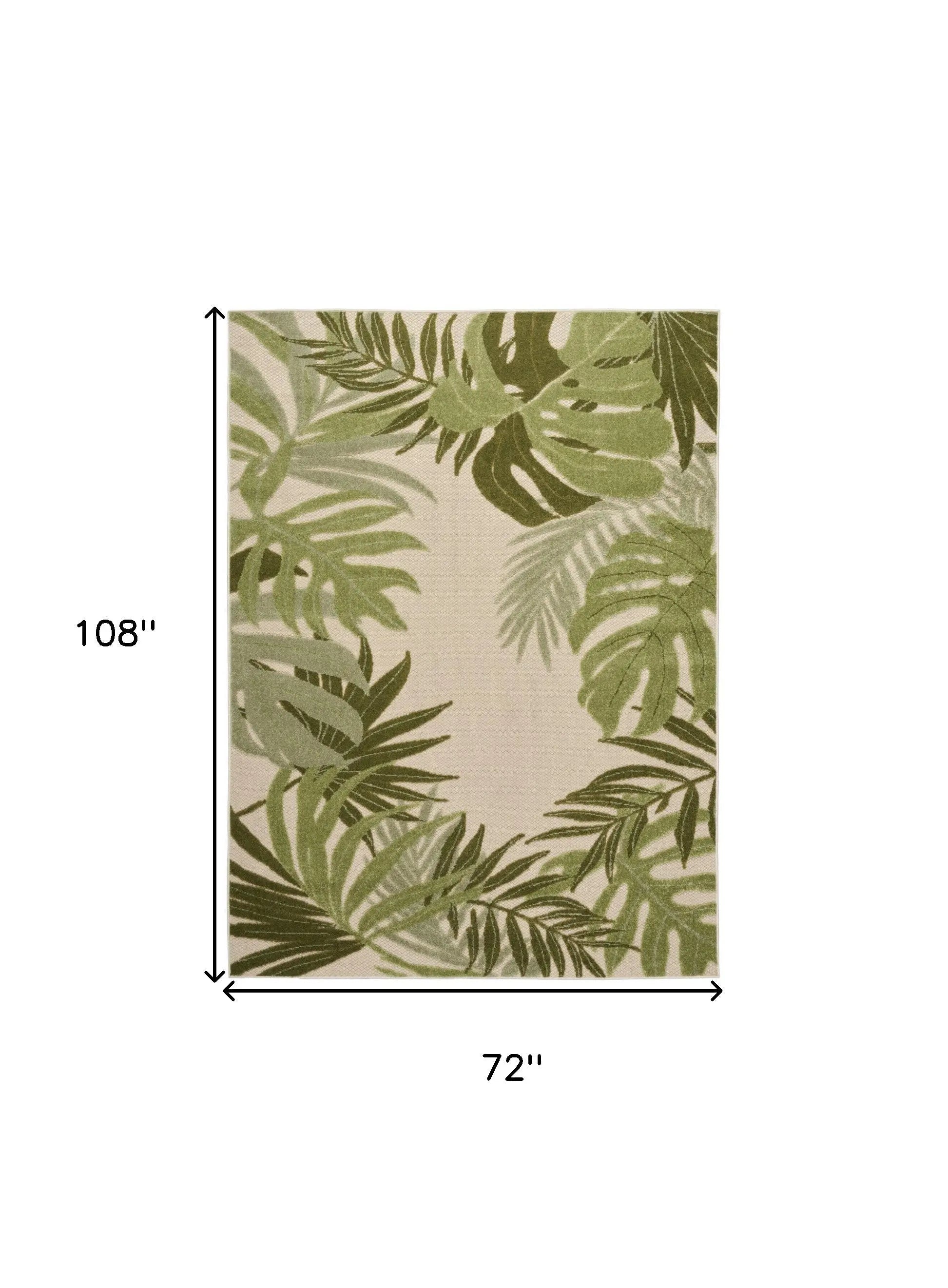 6' X 9' Ivory And Green Palm Leaf Indoor Outdoor Area Rug Homeroots Outdoor