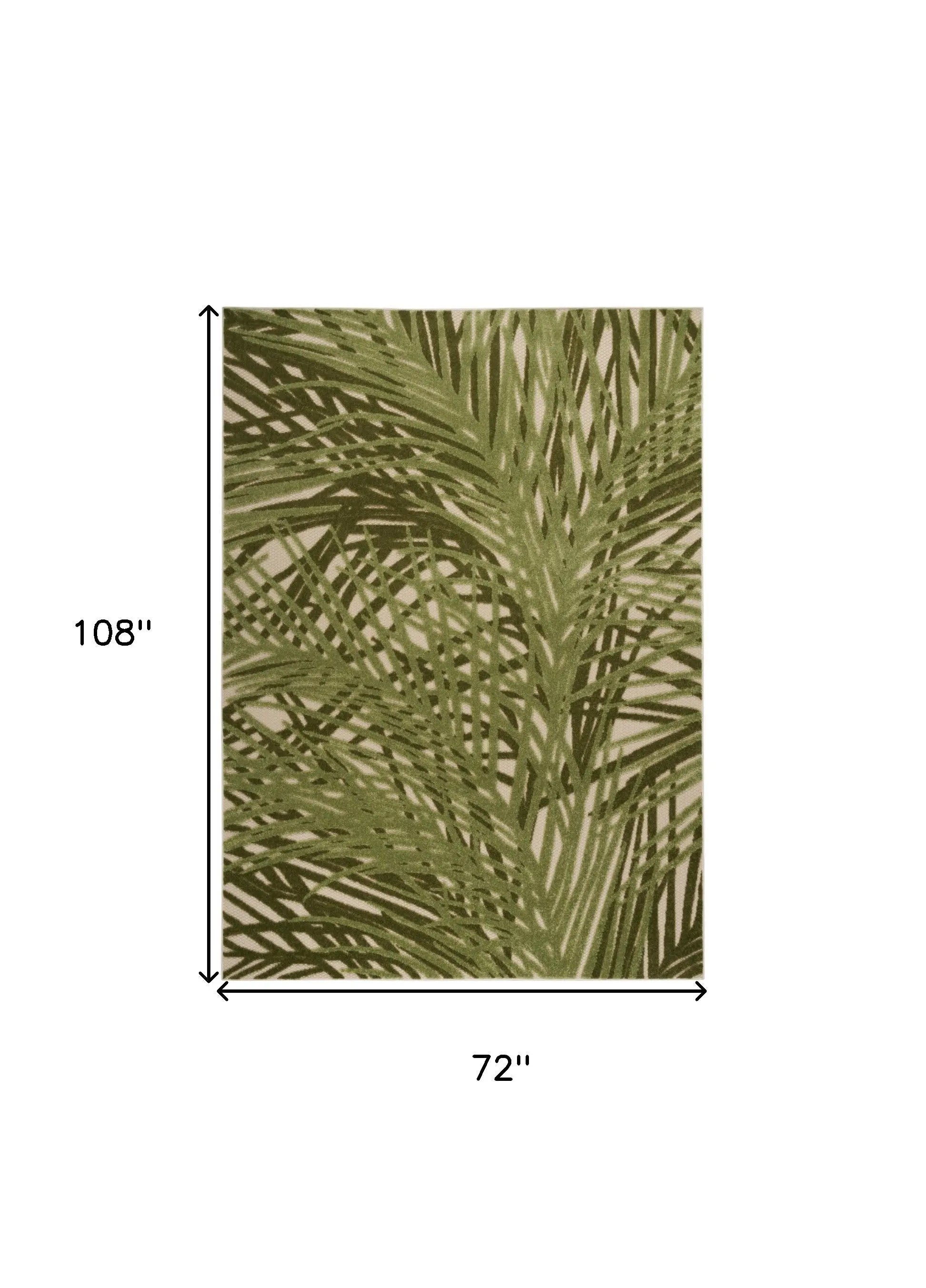 6' X 9' Ivory And Green Palm Leaf Indoor Outdoor Area Rug Homeroots Outdoor