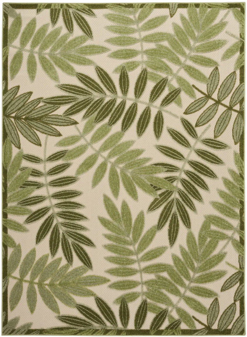 6' X 9' Ivory And Green Palm Leaf Indoor Outdoor Area Rug Homeroots Outdoor