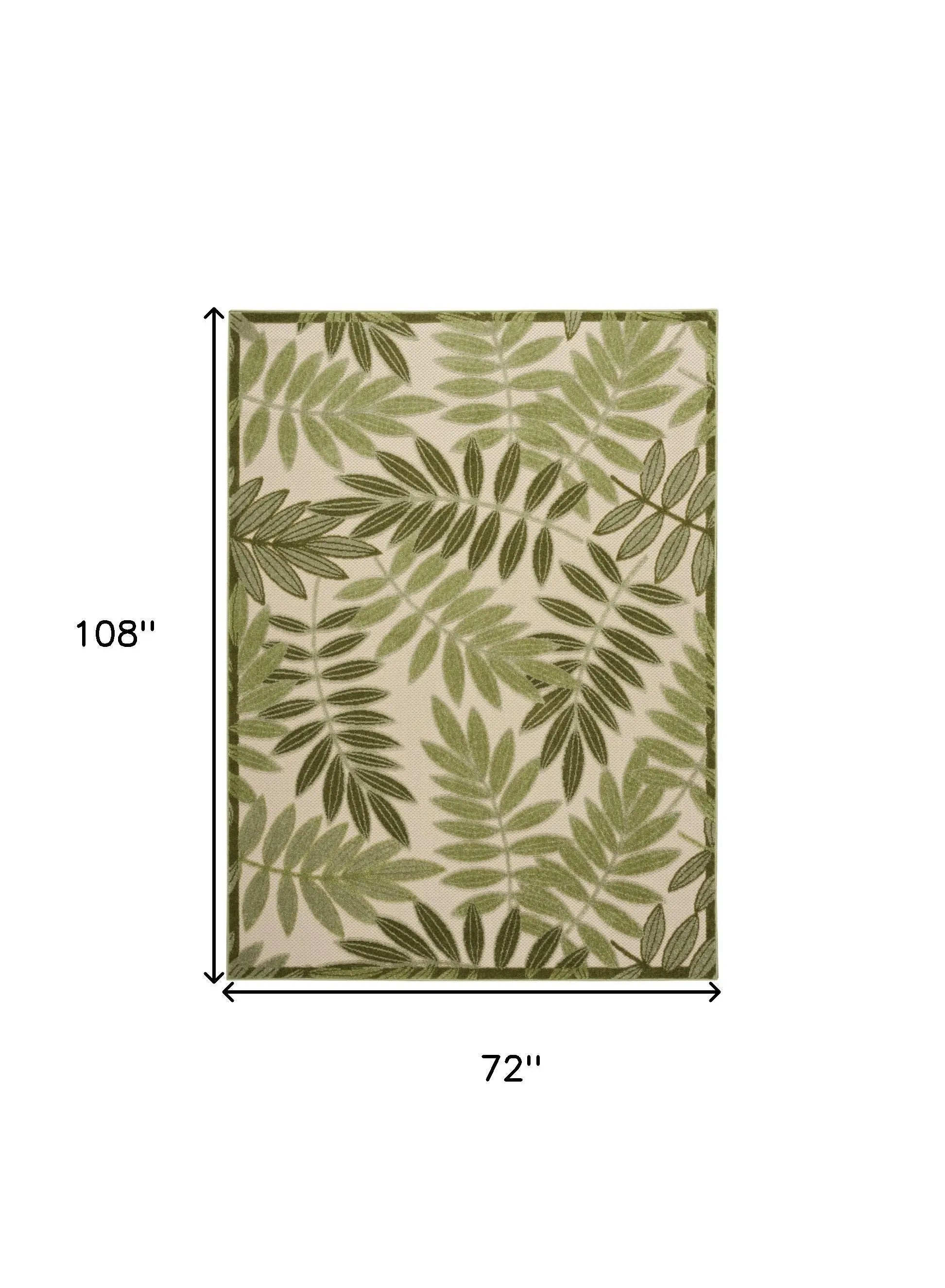 6' X 9' Ivory And Green Palm Leaf Indoor Outdoor Area Rug Homeroots Outdoor