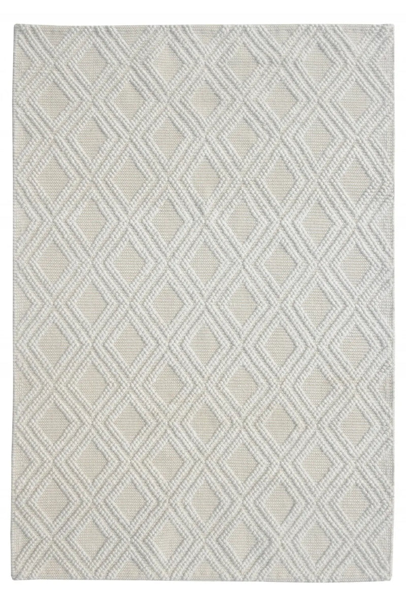6' X 9' Ivory Geometric Handmade Area Rug Homeroots Home Decor