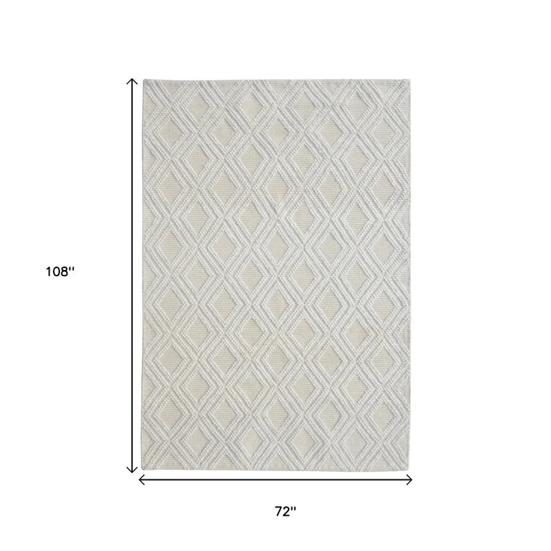 6' X 9' Ivory Geometric Handmade Area Rug Homeroots Home Decor