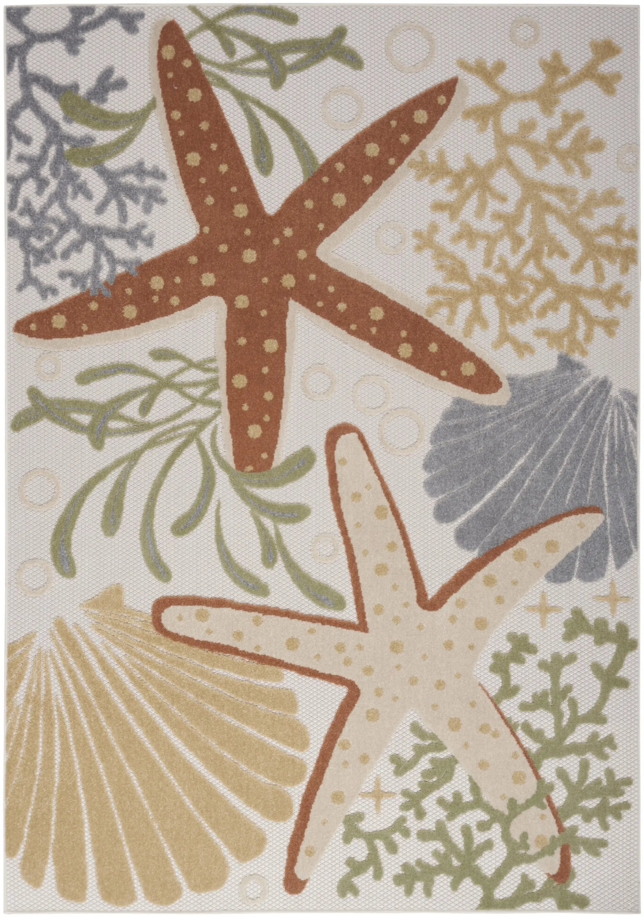 6' X 9' Ivory Orange And Blue Indoor Outdoor Area Rug Homeroots Outdoor