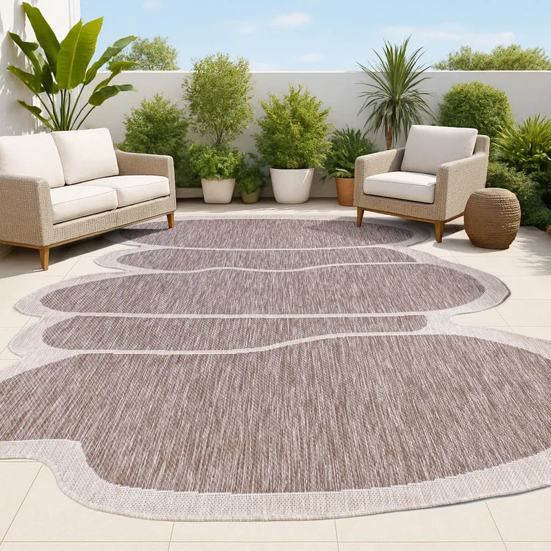 6' X 9' Light Brown And Beige Medallion Indoor Outdoor Area Rug Homeroots Outdoor