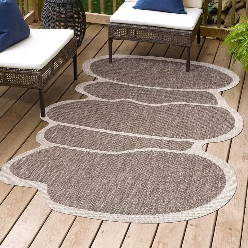 6' X 9' Light Brown And Beige Medallion Indoor Outdoor Area Rug Homeroots Outdoor