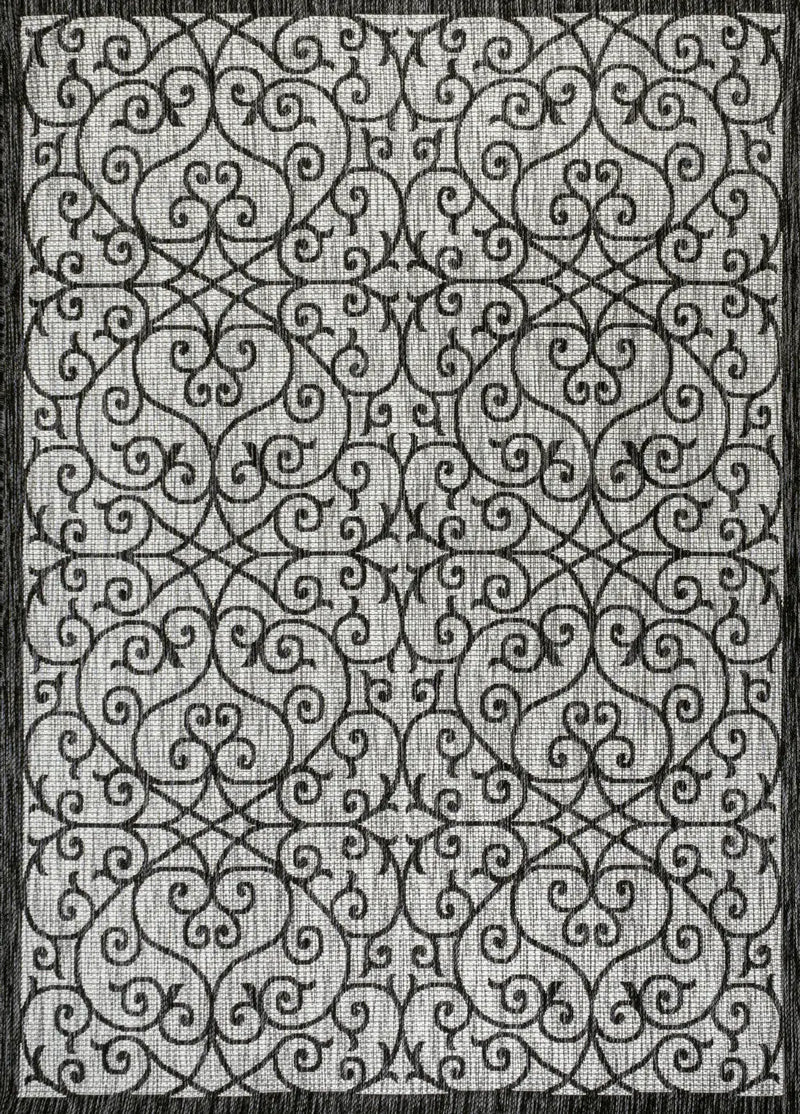 6' X 9' Light Gray And Black Geometric Indoor Outdoor Area Rug Homeroots Outdoor