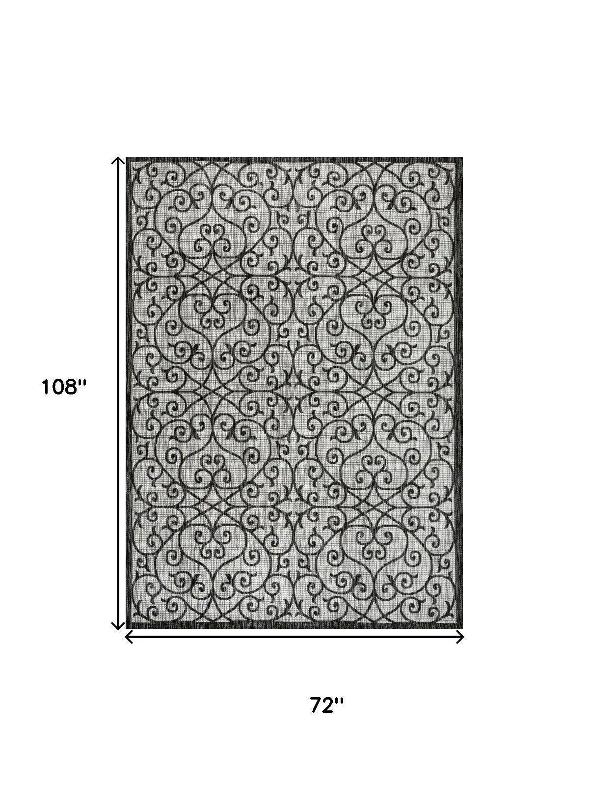 6' X 9' Light Gray And Black Geometric Indoor Outdoor Area Rug Homeroots Outdoor