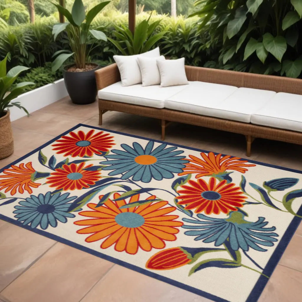 6' X 9' Multicolor Floral Stain Resistant Non Skid Area Rug Homeroots Outdoor