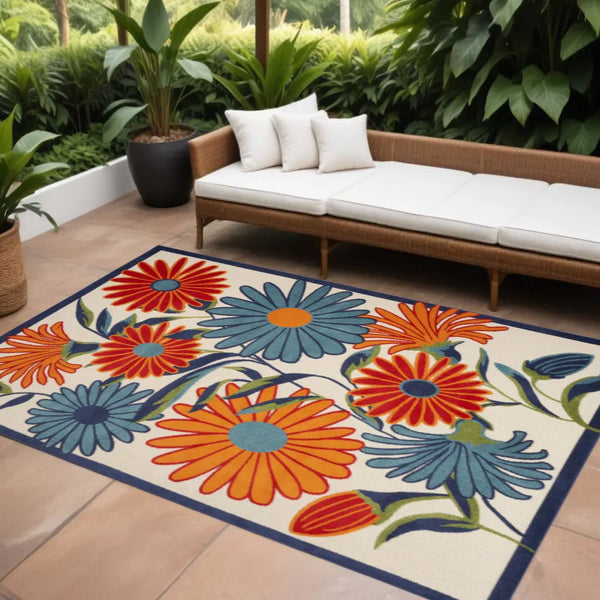 6' X 9' Multicolor Floral Stain Resistant Non Skid Area Rug Homeroots Outdoor