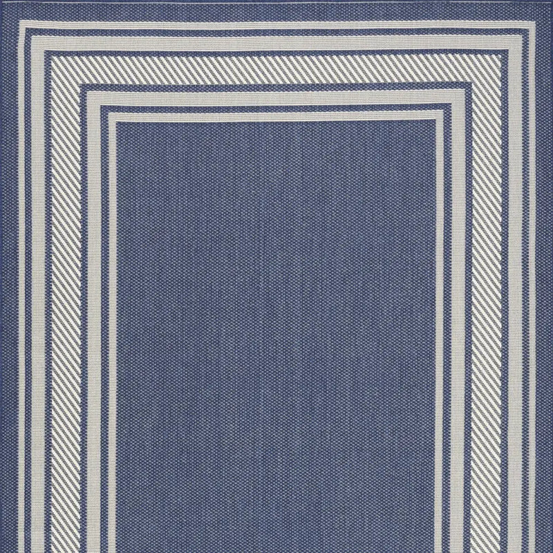 6' X 9' Navy Blue And Ivory Geometric Indoor Outdoor Area Rug Homeroots Outdoor