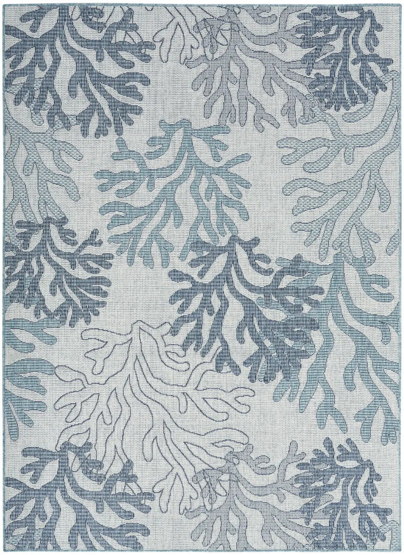 6' X 9' Navy Blue Sky Blue And Ivory Nautical Indoor Outdoor Area Rug Homeroots Outdoor