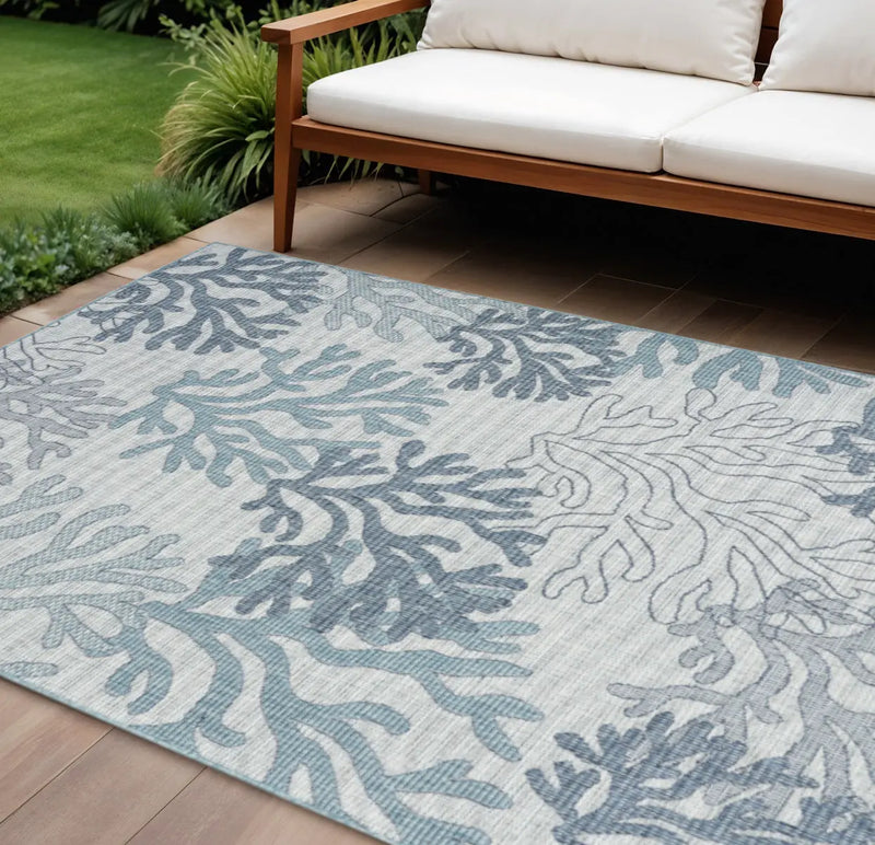 6' X 9' Navy Blue Sky Blue And Ivory Nautical Indoor Outdoor Area Rug Homeroots Outdoor