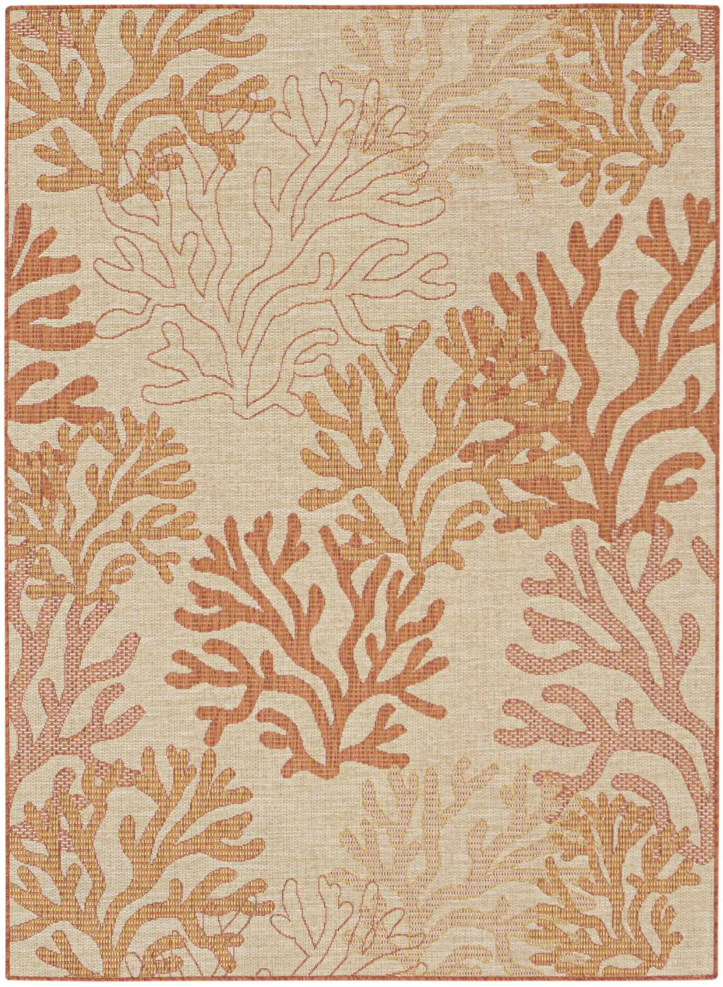 6' X 9' Orange And Ivory Nautical Indoor Outdoor Area Rug Homeroots Outdoor
