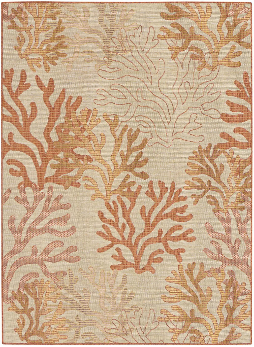6' X 9' Orange And Ivory Nautical Indoor Outdoor Area Rug Homeroots Outdoor