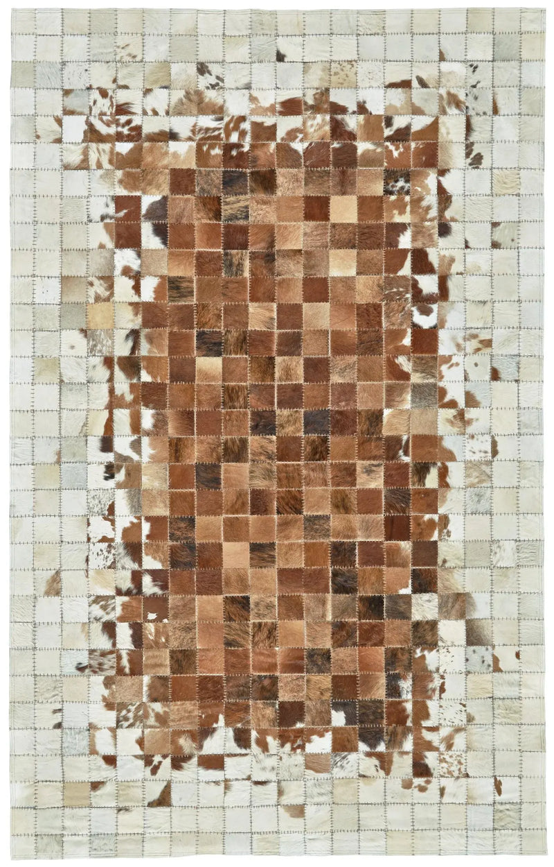 6' X 9' Orange Brown And Ivory Faux Cowhide Animal Print Area Rug Homeroots Home Decor