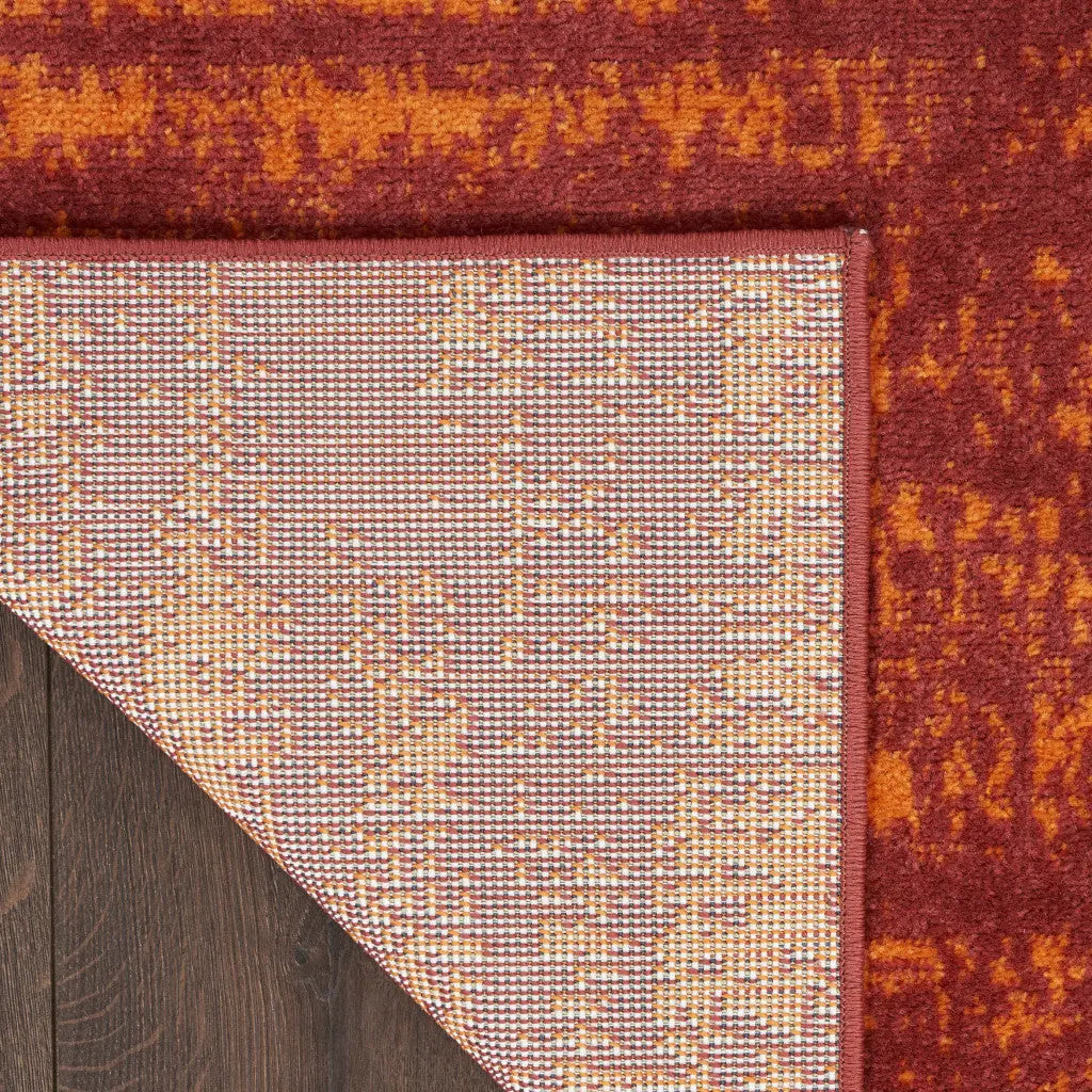 6' X 9' Red And Orange Abstract Indoor Outdoor Area Rug Homeroots Outdoor