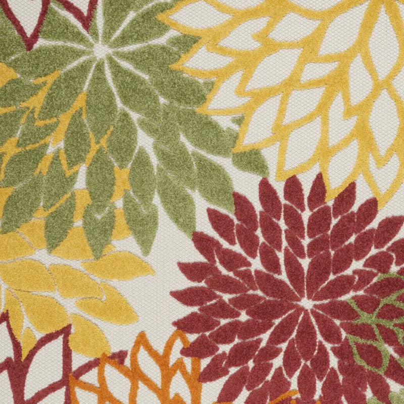 6' X 9' Red Yellow Green Orange And Ivory Floral Indoor Outdoor Area Rug Homeroots Outdoor