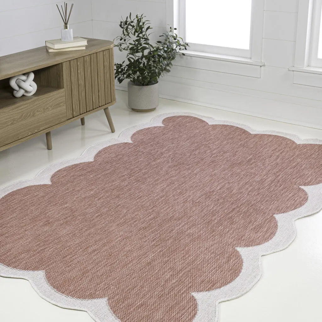 6' X 9' Rose And Cream Indoor Outdoor Area Rug Homeroots Outdoor