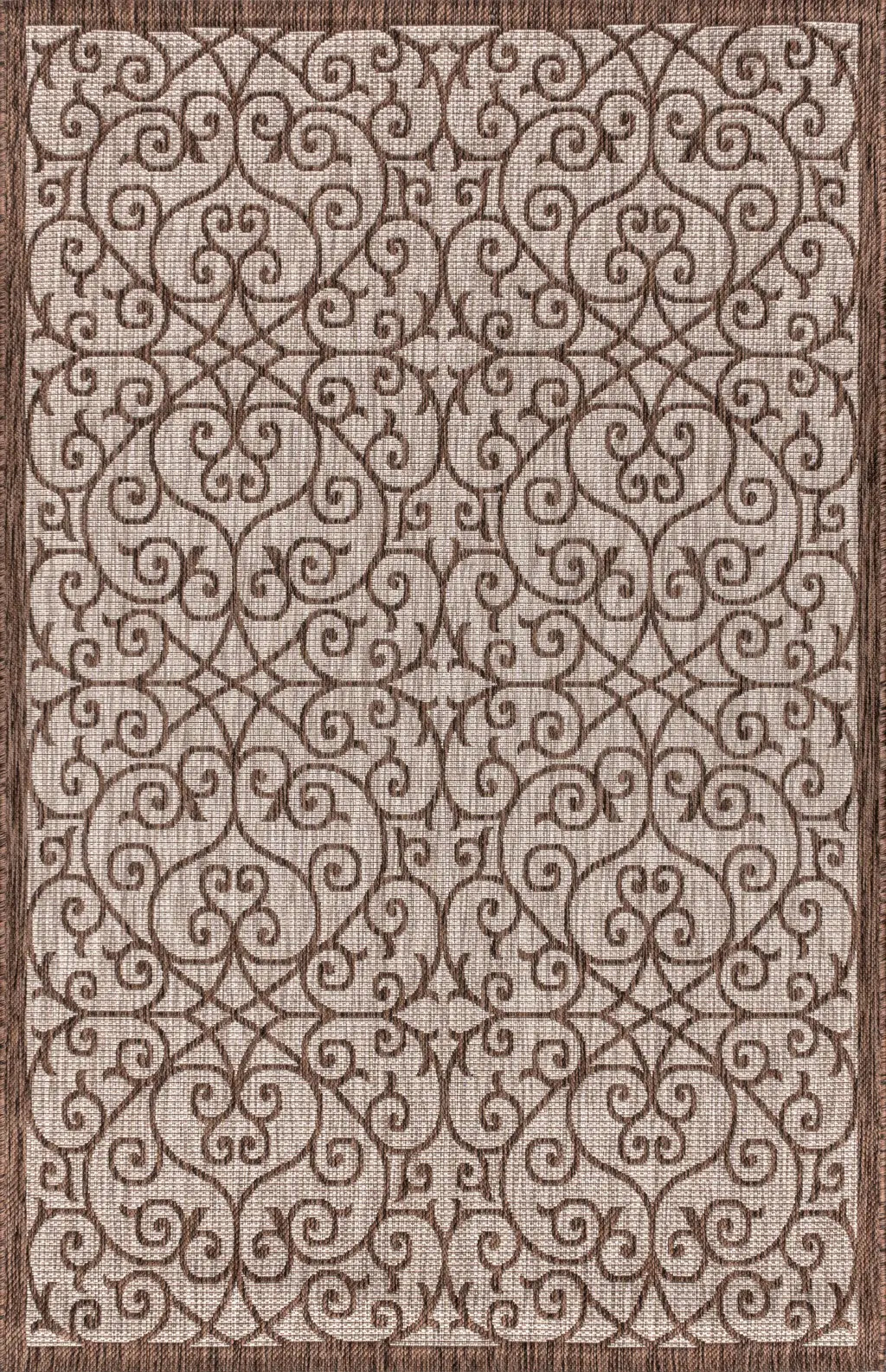 6' X 9' Taupe And Espresso Geometric Indoor Outdoor Area Rug Homeroots Outdoor